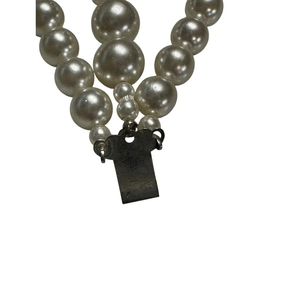 3 Strand Faux Pearl Bracelet Crystal Pearl Statement Elegant Hollywood Glam
